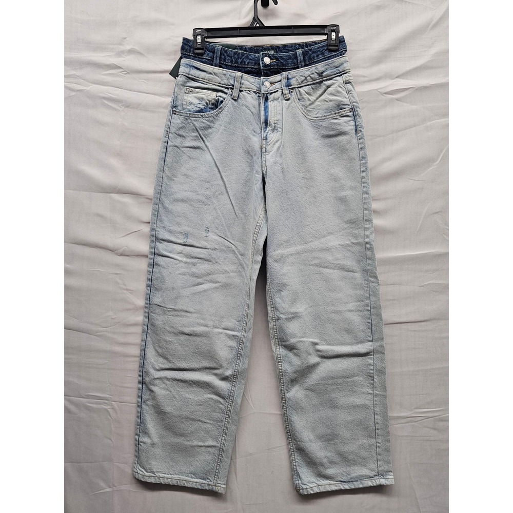 Wild Fable Womens Mid Rise Relaxed Straight Blue Cotton Blend Casual Size 10‎